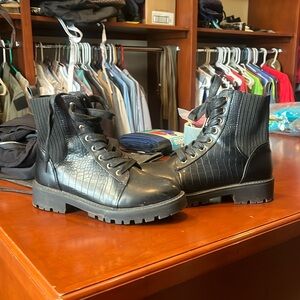 Black lace up combat boots
